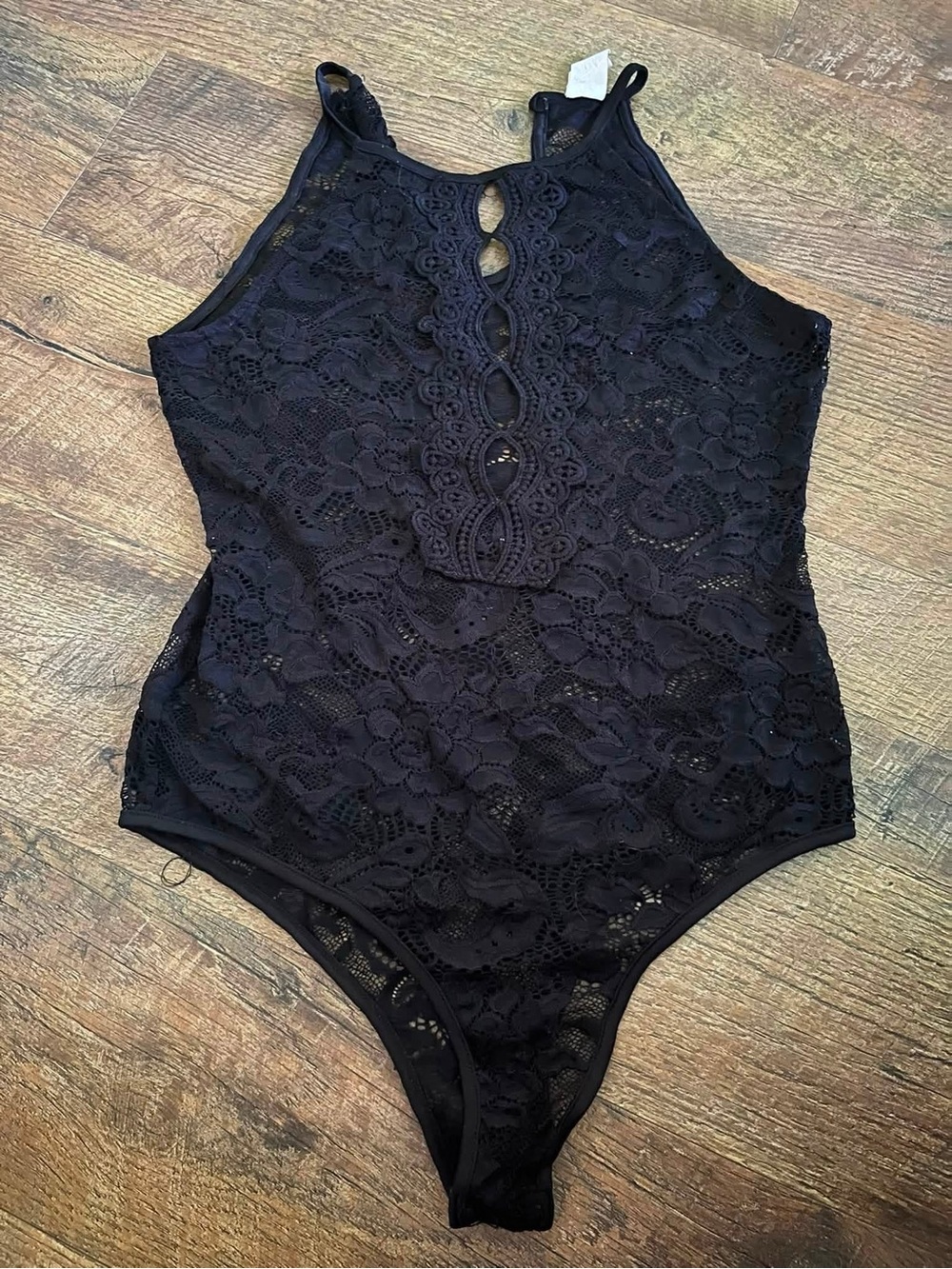 Women's Black Lace High-Neck Bodysuit